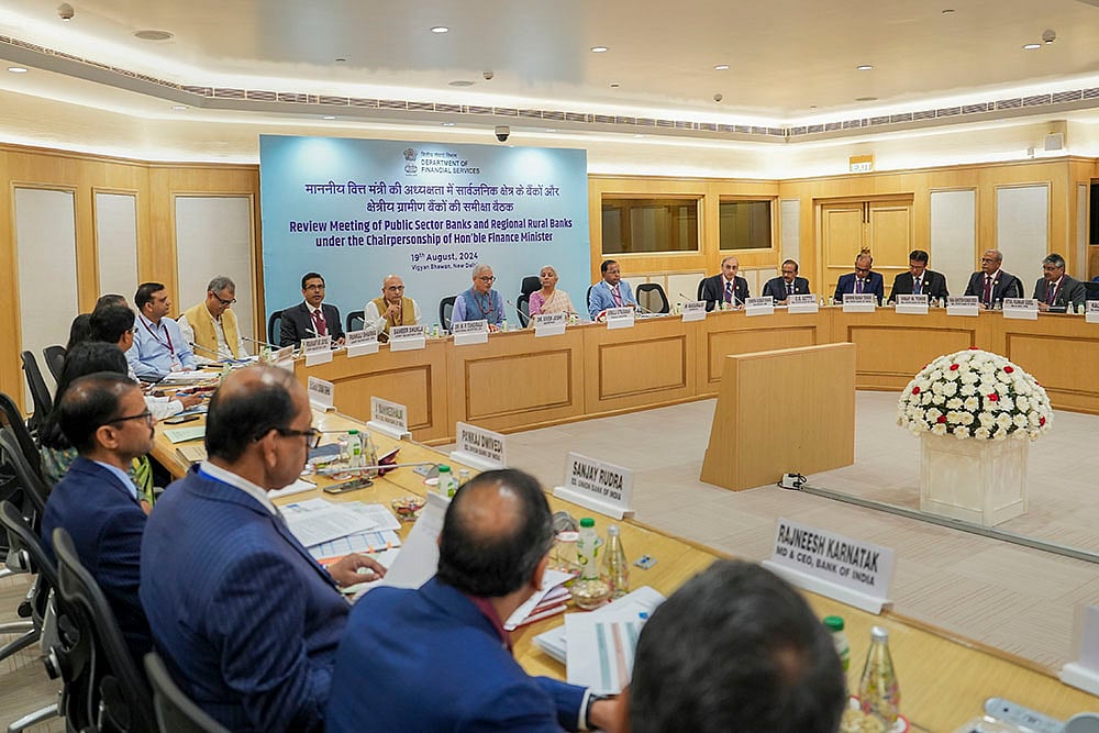 | Photo: PTI/Manvender Vashist Lav : Chief Executives of Public Sector Banks meeting